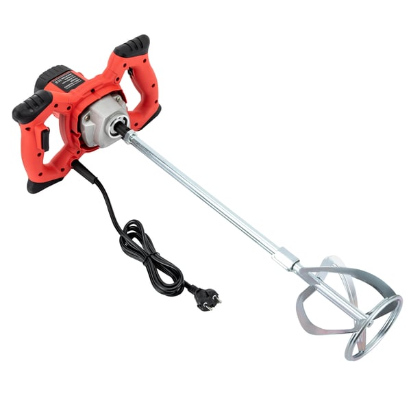 Sähköinen betonimylly, käsikäyttöinen sekoitin, 220V 1500W, 6 nopeutta, S-muotoiset kaksoisterät, sementille/laastille/kipsille, punainen