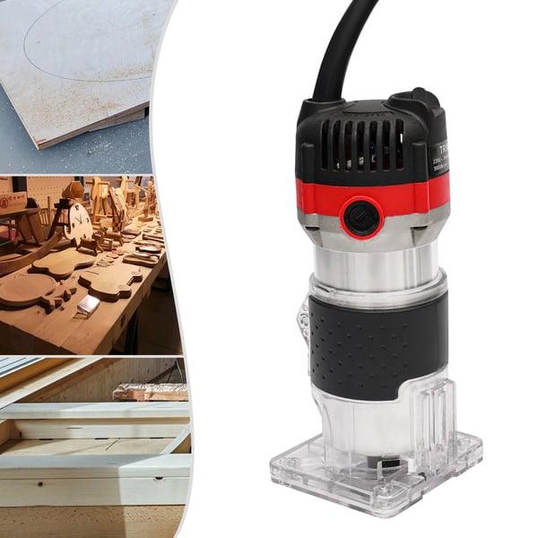 Käsireititin puulle - Kompakti reunajyrsin - 800 W - 30 000 r/min - Kuparimoottori - Reunajyrsintään & uritukseen - Verkkokäyttöinen - Punainen