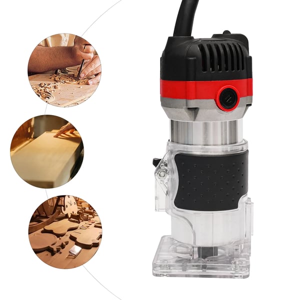 Käsireititin puulle - Kompakti reunajyrsin - 800 W - 30 000 r/min - Kuparimoottori - Reunajyrsintään & uritukseen - Verkkokäyttöinen - Punainen