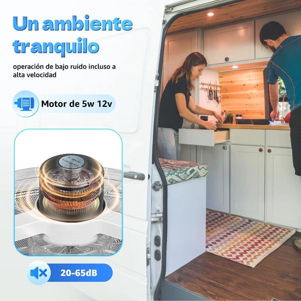 Campingvogn tagventilator, 12V autocamper ventilation, automatisk udsugning med LED-lys, hvid, lysgennemtrængende vindue
