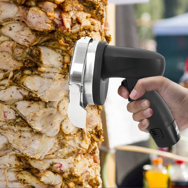 Sähköinen kebableikkuri - Gyrosveitsi - Johdoton - 80W - Ladattava - Metalli - Musta