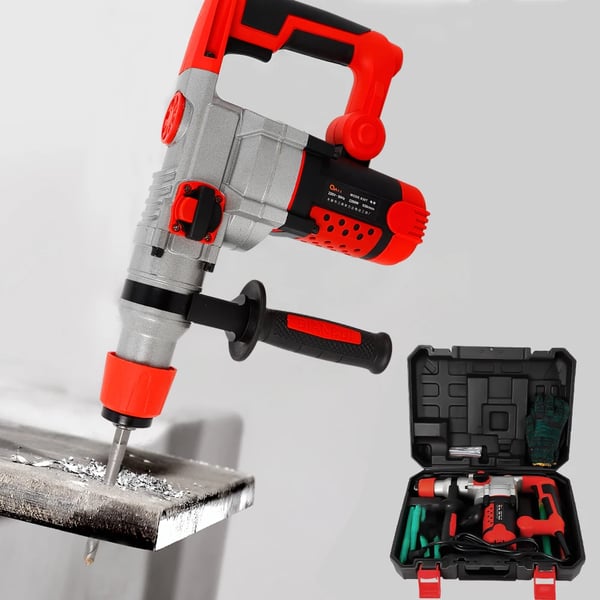 Sähköinen poravasara - Meisselivasara - Harjaton moottori - 2200 W - 0–930 rpm - 3300 iskua/min - 220 V EU-pistoke - Punainen