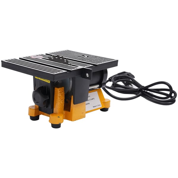 Elektrisk bordrundsav - Mini bordsav - 90W - Bord 19 x 14,2 cm - Træ 1,5 cm - Metal 0,4 cm - Ledningsdrevet - Aluminium & støbejern - Gul