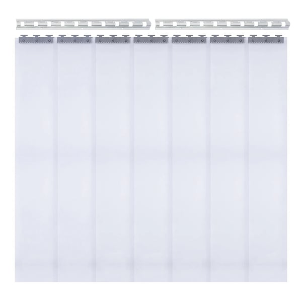 PVC-liuskaverho, täydellinen sarja, 7 kpl, 200 x 18 cm, valkoinen, ovi- ja porttiaukkoihin