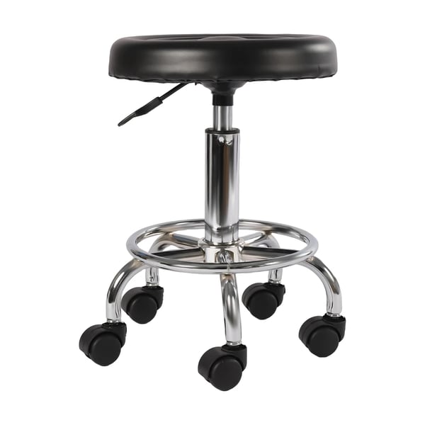 Salonstol - Frisørstol og Barstol - 360° Drejbar - Højdejusterbar - Kunstlæder - Uden Armlæn - Moderne Stil - Samling kræves - Sort