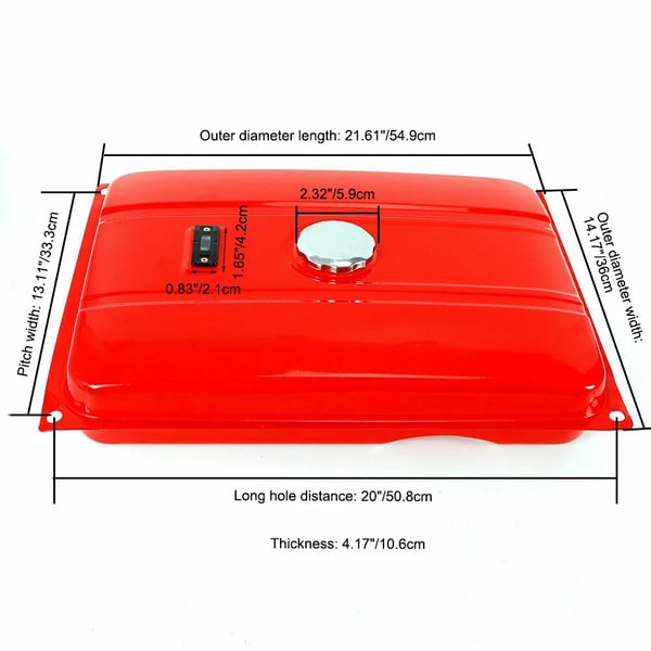Generaattorin polttoainesäiliö - Yleismallinen varaosa - 5 gal (n. 19 l) - Polttoainesuodatin ja polttoainehana - Punainen