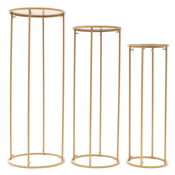 Blomsterstativ - Rundt gulvstativ i metal - 3-pak - Bryllup centerpiece - Festdekoration - Guld