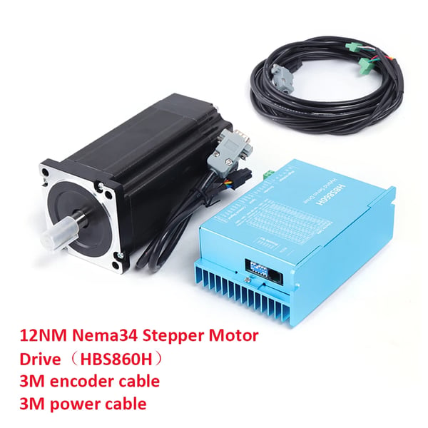 Lukket kredsløb stepmotor sæt - HBS86H - 12 Nm - NEMA 34 - DSP-driver - AC 60 V - Blå