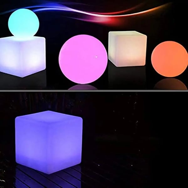 LED valokuutio - Jakkara/Sivupöytä - 30x30x30 cm - RGB-värinvaihto 16 väriä - PE-muovi - Minimalistinen moderni - Valkoinen