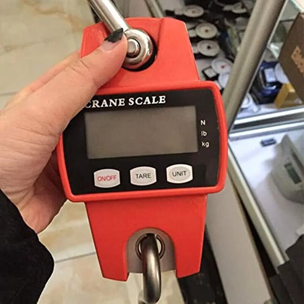 Sähköinen ripustusvaaka - Nosturi-/koukkuvaaka - LCD-näyttö - Kantavuus 300 kg - Kotikäyttöön/DIY - Punainen