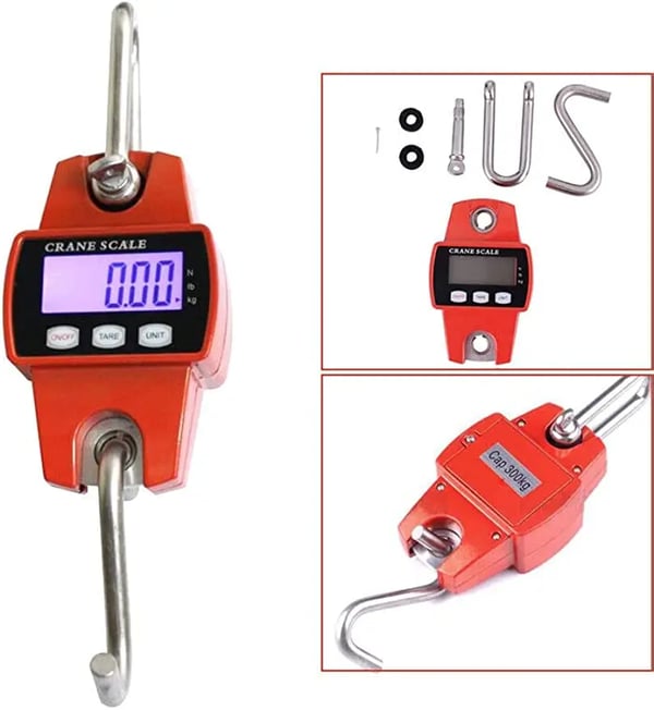 Sähköinen ripustusvaaka - Nosturi-/koukkuvaaka - LCD-näyttö - Kantavuus 300 kg - Kotikäyttöön/DIY - Punainen