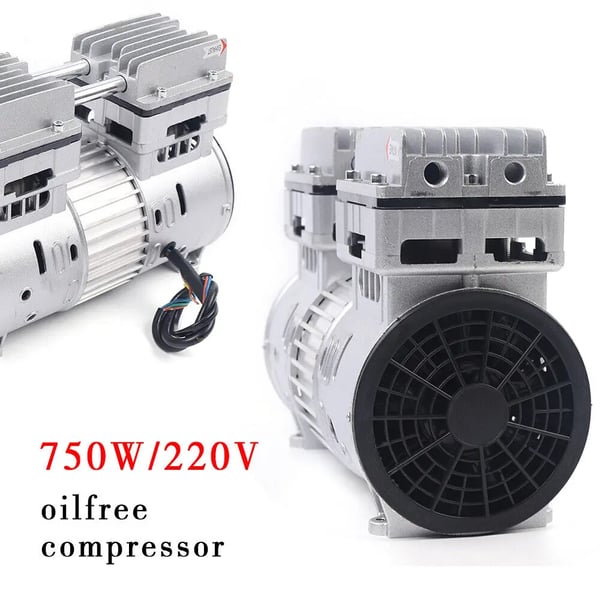 Öljytön kompressoripää, 750 W/1 hv, 8 bar, 145 l/min, 1400 rpm, 220 V, hiljainen