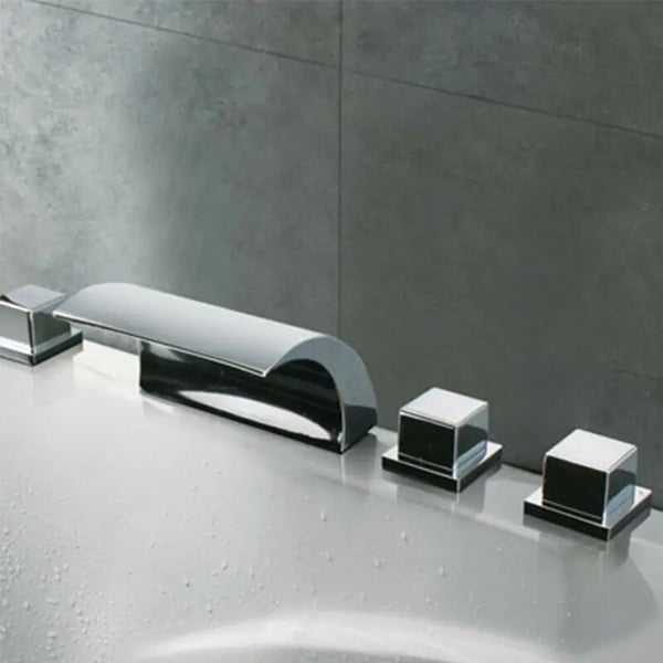 Badekarsarmatur, 5-huls, brun finish, med håndbruser