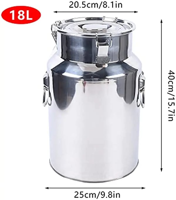18 L Rustfri Ståltønde - Gæringstank/Fermenter - Hjemmebryg Vin & Øl - Opbevaring Vand Olie Ris - Fødevaretønde - Sølv