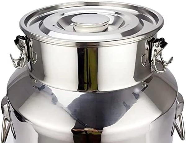 18 L Rustfri Ståltønde - Gæringstank/Fermenter - Hjemmebryg Vin & Øl - Opbevaring Vand Olie Ris - Fødevaretønde - Sølv