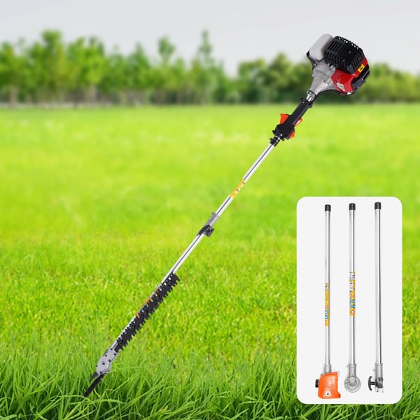 Buskrydder & Græstrimmer 10‑i‑1 - 1E44F-5 - Børsteløs Motor - Kollisionsbeskyttelse - Til Buskrydning & Ukrudtsfjernelse - Uden Batteri - Rød