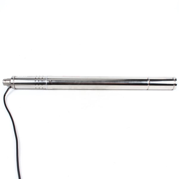 Djupbrunnspump - Nedsänkbar pump - 220V EU-kontakt - 0,37 kW - 1000 l/h - Lyfthöjd 50 m (Max 55 m) - Ø 5,2 cm - Rostfritt stål 304 - Silver