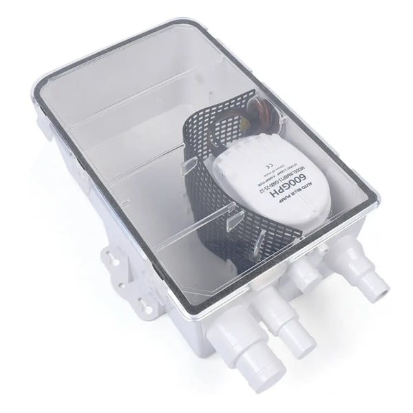 Brusekarpumpe - Pumpsystem - Automatisk 12/24 V - Indbygget - Kapacitet 2270 l/t - Hvid