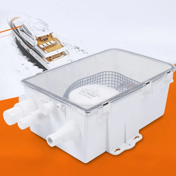 Brusekarpumpe - Pumpsystem - Automatisk 12/24 V - Indbygget - Kapacitet 2270 l/t - Hvid
