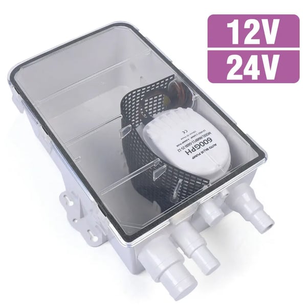 Brusekarpumpe - Pumpsystem - Automatisk 12/24 V - Indbygget - Kapacitet 2270 l/t - Hvid