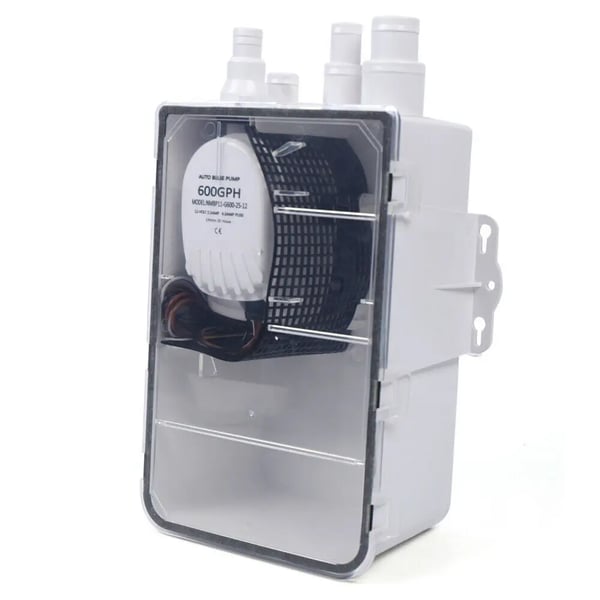 Brusekarpumpe - Pumpsystem - Automatisk 12/24 V - Indbygget - Kapacitet 2270 l/t - Hvid