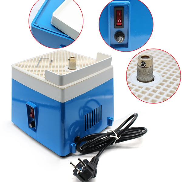 Mini lasihiomakone - Hiomakone lyijylasille - 65 W - 4200 r/min - Harjaton moottori - 195×195×160 mm - 2 kg - CE - Sininen