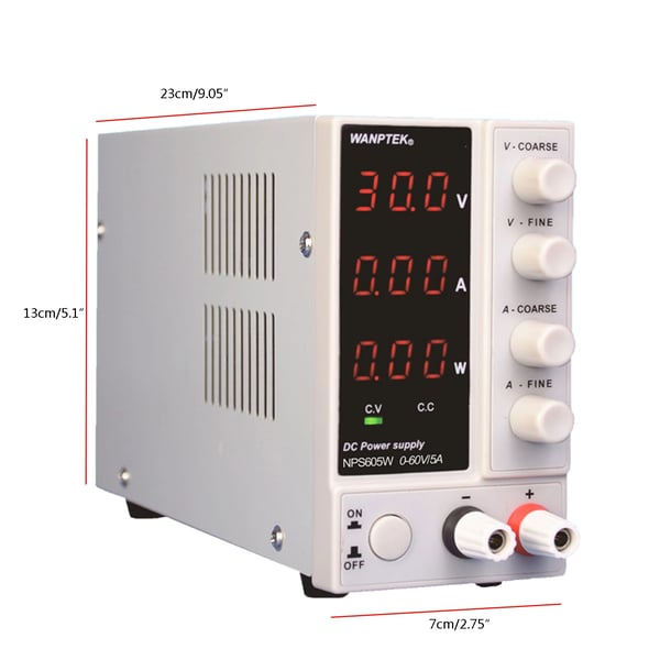 NPS605W - DC laboratoriovirtalähde - 5 V - 0–5 A - Vakautettu lähtö - Valkoinen