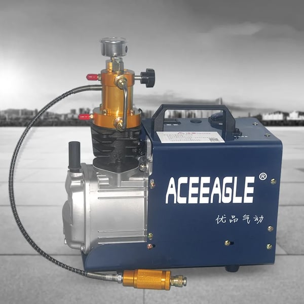 Højtryksluftkompressor - PCP/Scuba-pumpe - Op til 300 bar (30 MPa), 4500 PSI - EU-stik 220 V - Elektrisk drift - Blå
