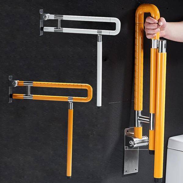 Toilet sikkerhedsgreb - Væghængt foldbart støttegreb - Rustfrit stål - Selvlysende - 60 cm - Hvid