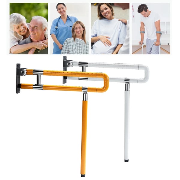 Toilet sikkerhedsgreb - Væghængt foldbart støttegreb - Rustfrit stål - Selvlysende - 60 cm - Hvid