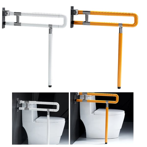 Toilet sikkerhedsgreb - Væghængt foldbart støttegreb - Rustfrit stål - Selvlysende - 60 cm - Hvid