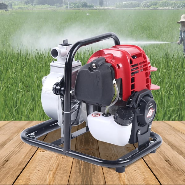 Bensindriven Vattenpump - WP 10-140F - 4-Takt - Enkelcylindrig - Luftkyld - Bärbar - Boosterpump - EU-Kontakt - Röd