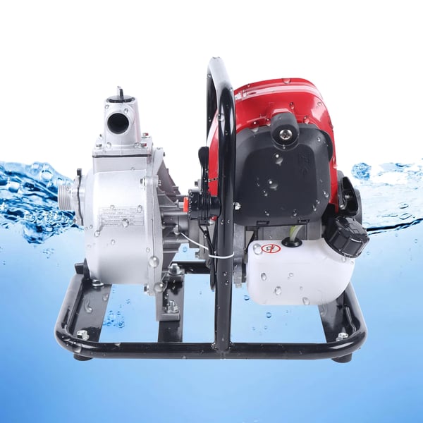 Bensindriven Vattenpump - WP 10-140F - 4-Takt - Enkelcylindrig - Luftkyld - Bärbar - Boosterpump - EU-Kontakt - Röd