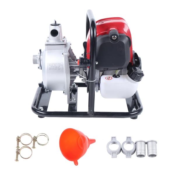 Bensindriven Vattenpump - WP 10-140F - 4-Takt - Enkelcylindrig - Luftkyld - Bärbar - Boosterpump - EU-Kontakt - Röd