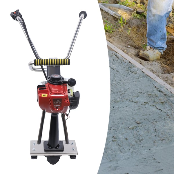 Vibrationsretskinne til beton - Betonafretter - 4-taktsmotor - Luftkølet - Hus i rustfrit stål - Orange/Sort
