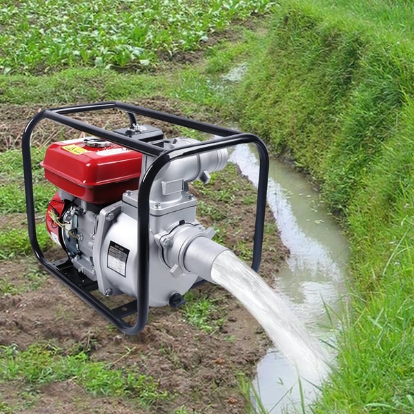 Vandpumpe - Nedsænkelig Fontænepumpe - Benzin - Landbrugsvanding - Vandtæt - US-stik - Rød