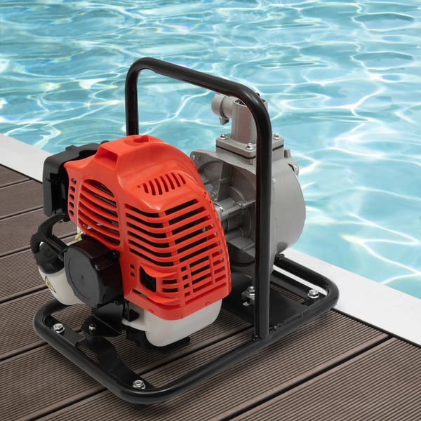 Vesipumppu - Bensiinikäyttöinen pyörrepumppu 2,54 cm - Ilmajäähdytteinen - Ruosteenkestävä - Palontorjunta, kalalammikko/akvakulttuuri - Punainen