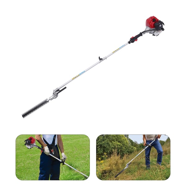 Have-multiværktøj - 5‑i‑1 Benzin - Hækkeklipper, Græstrimmer, Kædesav, Buskrydder - 51,7 cm³ 2‑taktsmotor - Rød