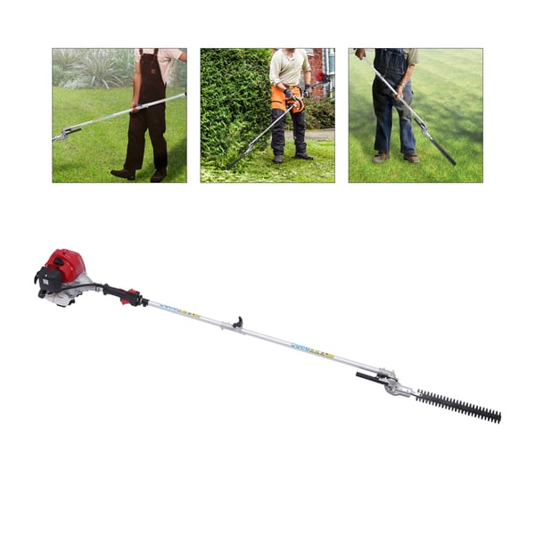 Have-multiværktøj - 5‑i‑1 Benzin - Hækkeklipper, Græstrimmer, Kædesav, Buskrydder - 51,7 cm³ 2‑taktsmotor - Rød