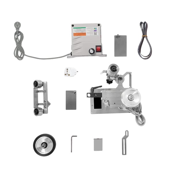 Båndsliber - Bordsmodel - 550 W - 5000 rpm - Børsteløs Motor - Variabel Hastighed - 762×25 mm Slibebånd - 220 V - Sølv