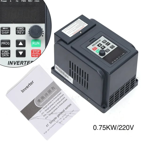 Taajuusmuuttaja - VFD DC/AC Invertteri - 1-vaihe - 750 W - Suuri vääntömomentti - Korkea tarkkuus - Älykäs ohjaus - Musta