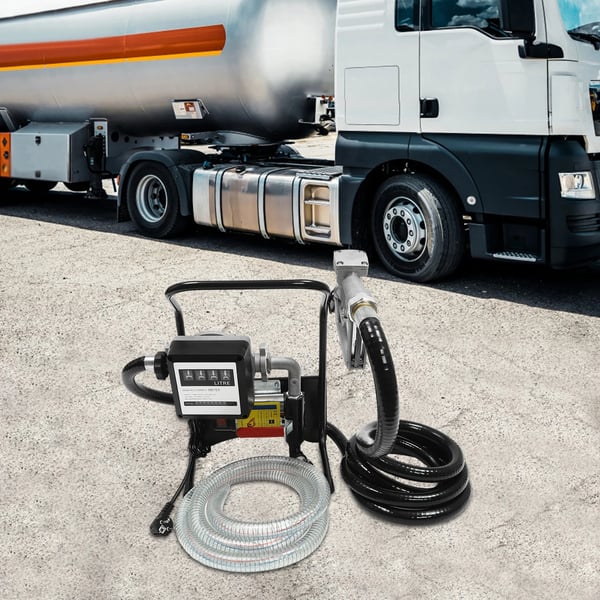 Dieselpumppu, itseimevä sähkökäyttöinen polttoainepumppu, 375 W 50 Hz 220 V, 2400 l/h, EU-pistoke, hopea