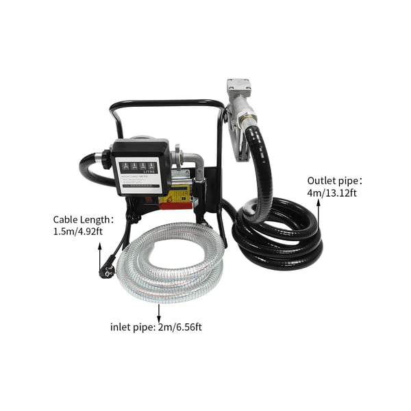 Dieselpumppu, itseimevä sähkökäyttöinen polttoainepumppu, 375 W 50 Hz 220 V, 2400 l/h, EU-pistoke, hopea