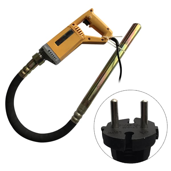 Elektrisk betonvibrator - Håndholdt stavvibrator - 850 W - 1,0 m slange - EU-stik 220 V - CE - Gul