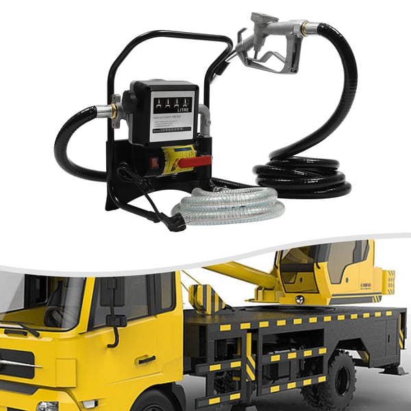 Oliepumpe, dieseloverførselspumpe, selvansugende 375 W 3600 o/min, DC 12V/220V, EU-stik, sort