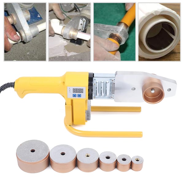 Muoviputkihitsain - Hylsyhitsauslaite PPR/PE/PP - Ø20–63 mm - Sulahitsaus - 2,1 kg - 335×120×135 mm - Keltainen