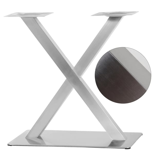 Bordunderstel - X-formet stel - Rustfrit stål - Robust - Til bord/café - Børstet sølv