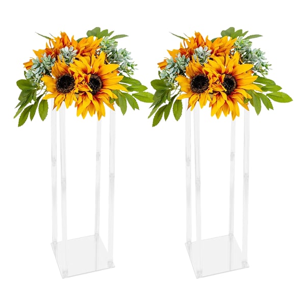 Blomsterstativ til bryllup - Geometrisk akrylsøjle - 100 cm - Borddekoration og vaseholder - Klar