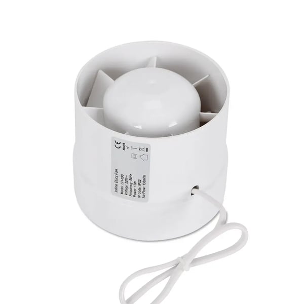 Vægmonteret udsugnings-/kanalventilator 12W, 100 mm 220V, rund, lysegrå til badeværelse/køkken/garage