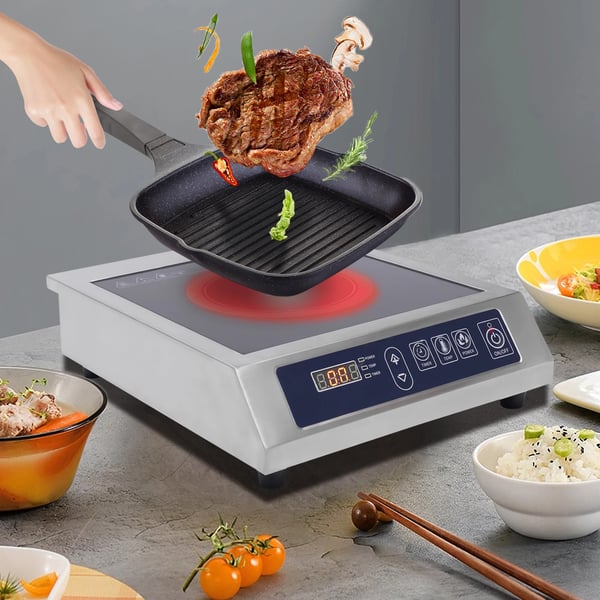 Induktionskogeplade/Induktionsplade - Erhvervsmodel - Effekt 3500 W - Digitalt Betjeningspanel - Rustfrit Stål - Sort